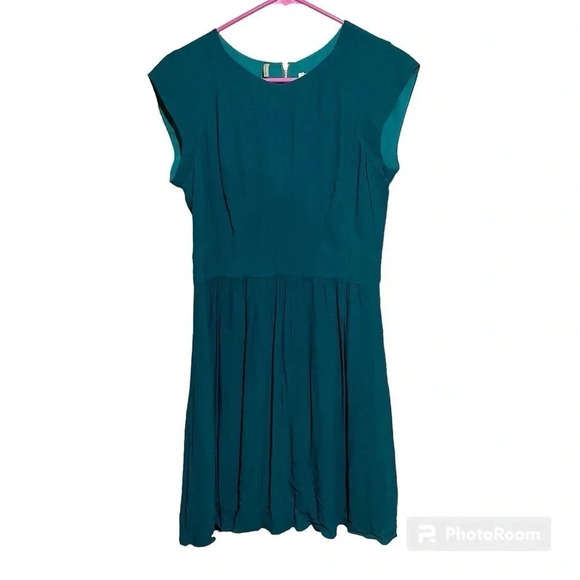 Rebecca Taylor Sz 6 Peacock Green Cap Sleeve Textured Fit Flare Dress NWT - Picture 1 of 10